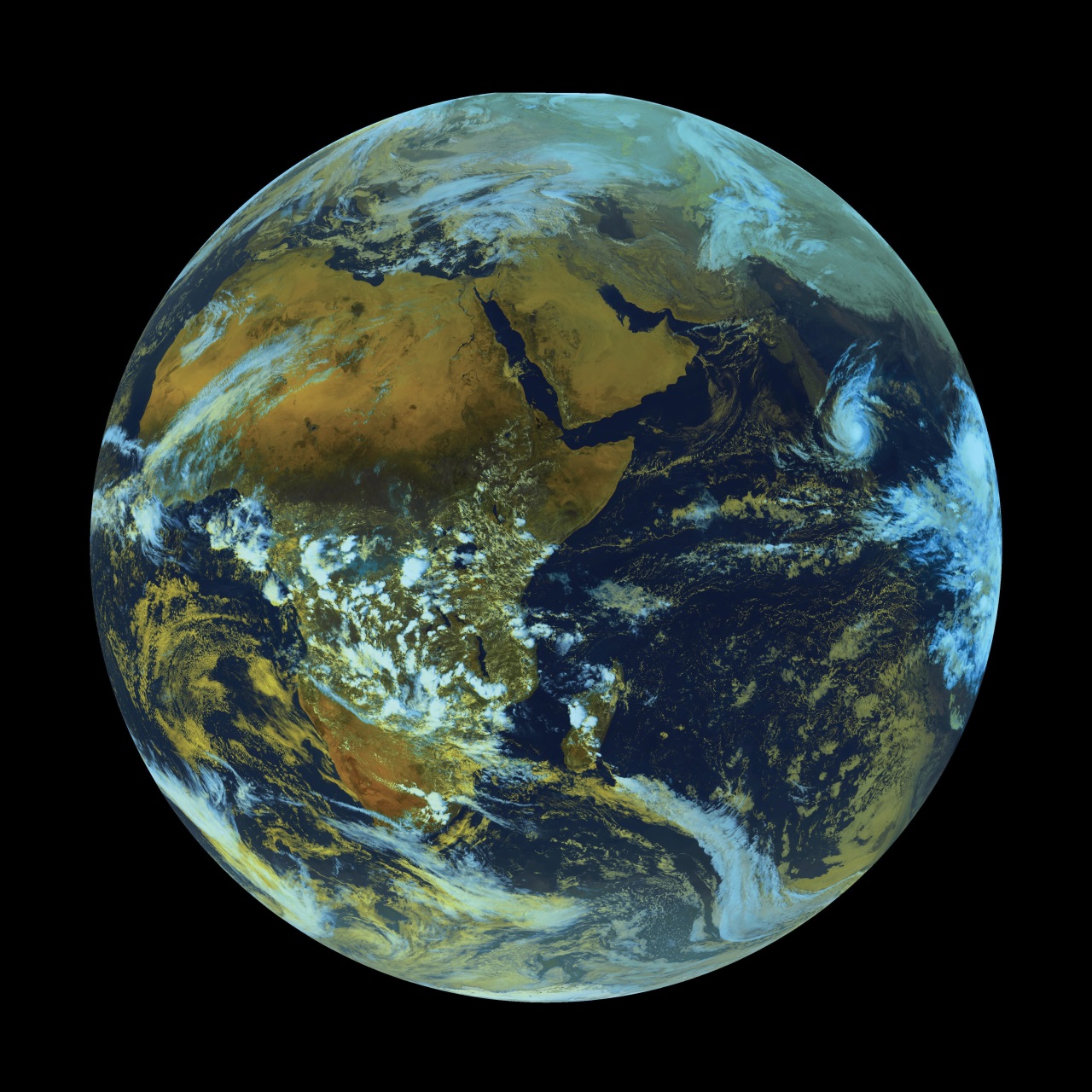 Image satellite du globe du 12 decembre 2016 à 12 h UTC